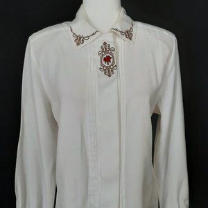 Nancy Crystal Vintage Blouse with Embroidery